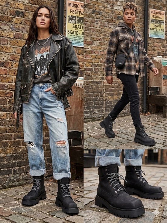 Steve Madden Shoes - Steve Madden STOMPER Women’s Black Leather Platform Urban Boot Size EUR41